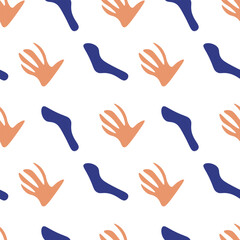 Orange simple hand palm seamless pattern for sticker, postcard, wallpaper, mural, fabric, prints, wall decor, clothing, etc
