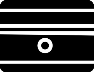 Simple graphic outline of a pencil sharpener showing the opening and blade, black color, isolated symbol, school equipment, tool. on a transparent background, isolated on transparent background