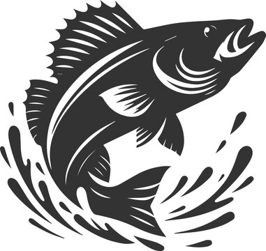 Vector of a walleye fish silhouette black