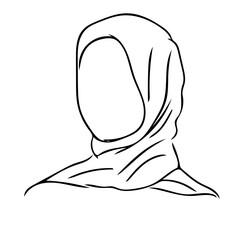  hijab line drawing logo icon design 