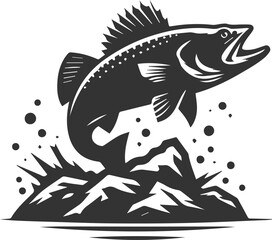 Vector of a walleye fish silhouette black