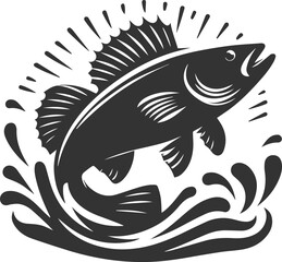 Vector of a walleye fish silhouette black