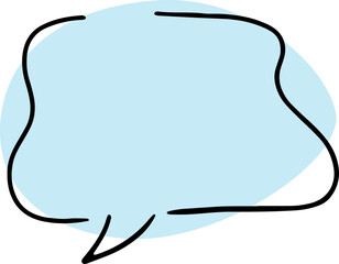 Obraz premium empty speech cloud with broken black outlines hand drawn with black curved lines with a rounded blue background