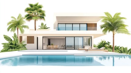Luxury villa with pool, exotic vegetation and panoramic ocean views in paradise