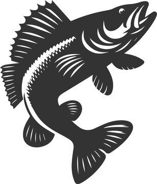 Vector of a walleye fish silhouette black