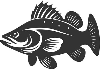 Fototapeta premium Vector of a walleye fish silhouette black
