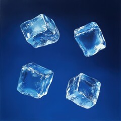 Obraz premium Four flying ice cubes cut out