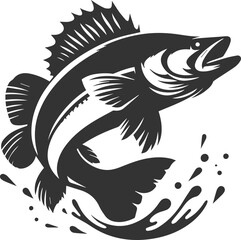 Vector of a walleye fish silhouette black