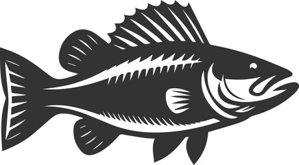Vector of a walleye fish silhouette black