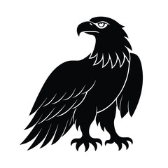 black silhouette of a bald eagle vector art illustration