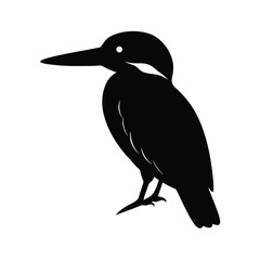 Black silhouette of a kingfishe bird vector art illustration