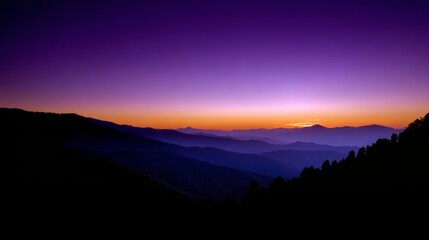 Setting Sun Orange Glow Layered Mountains Scenic Landscape Natural Beauty