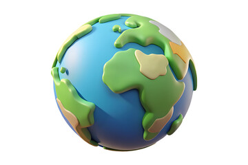 Fototapeta premium 3D Render of a Colorful Globe with Earth's Continents and Oceans PNG Transparent Background