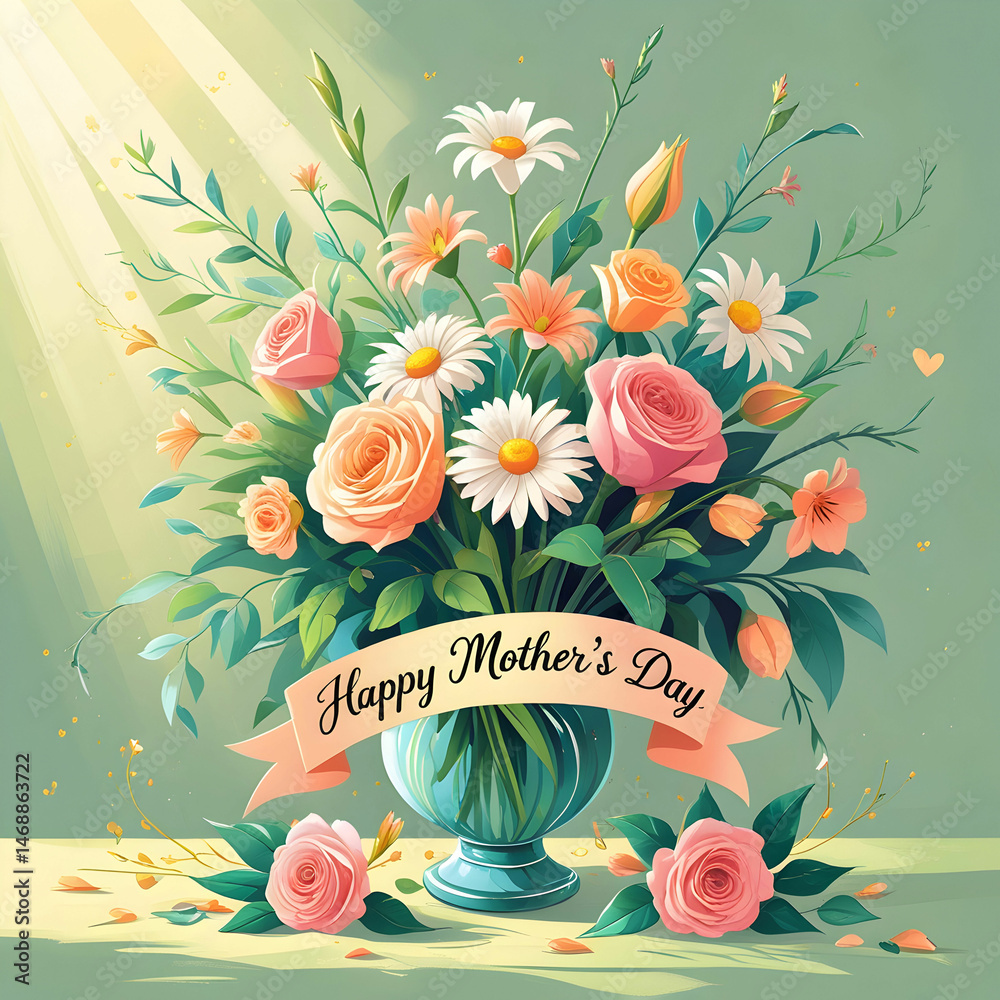 Fototapete an artistic layout with multicolored carnations scattered around a 