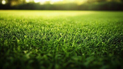 Fototapeta premium Vibrant grass field with smooth, uniform texture, perfect for background, lawn design, or outdoor sports visuals, natural green tones