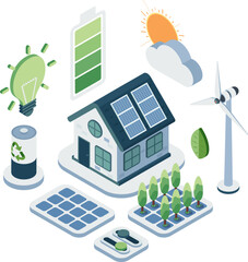 Isometric Energy Conservation Home with Sustainable technology