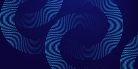 Blue abstract background. Geometric round lines pattern. Modern shiny blue gradient lines. Futuristic technology graphic design.