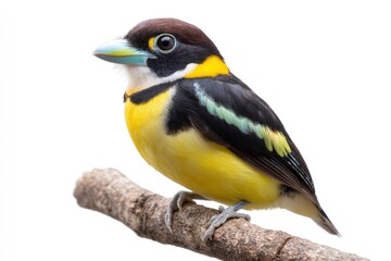Obraz premium Vibrant Yellow-breasted Kingfisher: A Detailed Avian Portrait