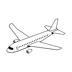 Commercial Airplane Vector Illustration - Aviation Art Sketch in Monochrome