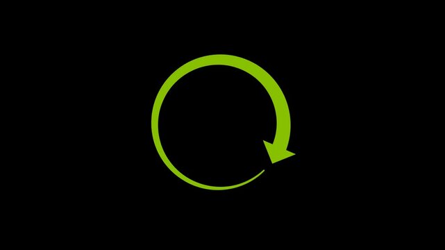 Eco Green Circular Arrow Loop Animation. Three colour choices. Minimal Recycle Icon Symbol. Rotation Cycle for Sustainability, Refresh, Reuse, Environment, and Renewable Concepts.