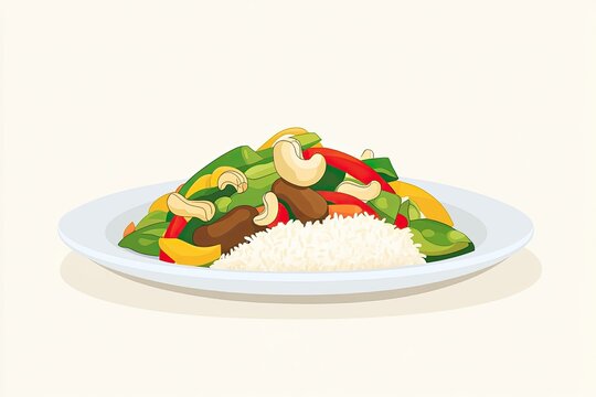 colorful food plate with rice and vegetables clip art preview