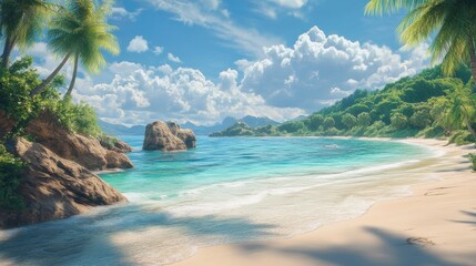 Secluded cove beach, turquoise water, summer vacation