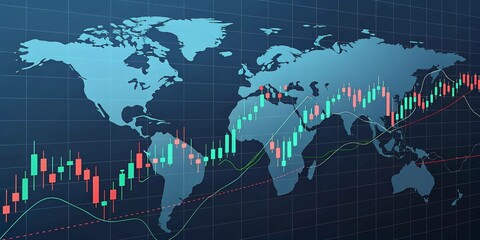 world map on blue background