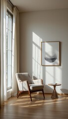 Minimalist Interior with Armchair and Sunlight