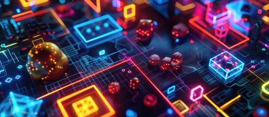 Abstract neon circuit board