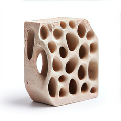 Natural stone sculpture with unique texture and holes