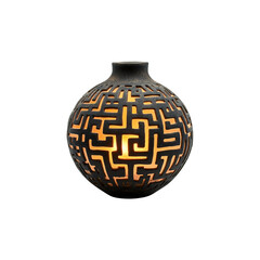 Intricate Geometric Patterned Ceramic Lantern with Glowing Light