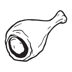 Butcher Style Raw Lamb Leg Outline Drawing