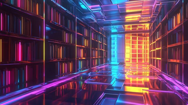 Neon Library Corridor.