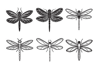 Dragonfly Silhouette Vector Set