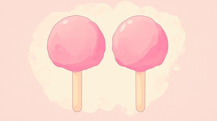 Pastel Pink Pops Two Cute Treats on Light Background for Summer Vibes.