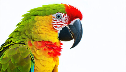 Obraz premium Colorful Parrot with Vibrant Green, Yellow, and Red Feathers on White