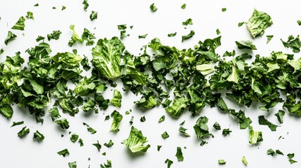 Obraz premium Freshly chopped greens arranged on a clean surface ready for a healthy meal preparation