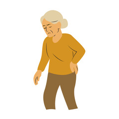 Elderly Woman Experiencing Back Pain Illustration