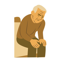 Elderly Man Knee Pain Illustration