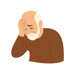 Elderly Man Suffering Severe Headache Pain