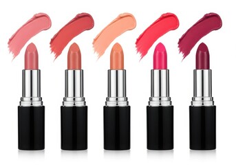 Obraz premium Lipstick shades with swatches isolated on white background