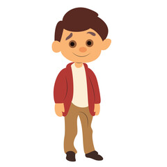 Cartoon Boy Red Jacket Standing Illustration
