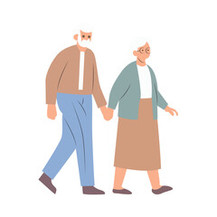 Elderly Couple Walking Holding Hands