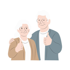 Happy Senior Couple Thumbs Up Portrait