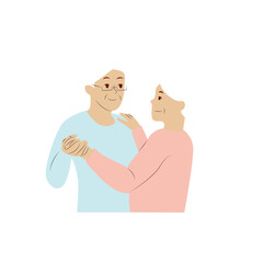Elderly Couple Slow Dancing Illustration