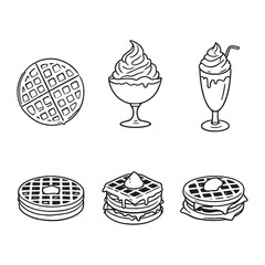 creative waffles breakfast line drawing vector art piece