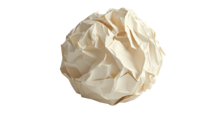 Png of Crumpled paper ball representing waste, creativity, or brainstorming ideas.