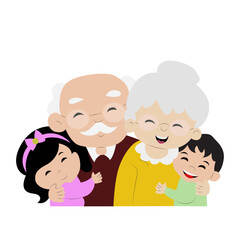 Happy Grandparents Grandchildren Family Portrait
