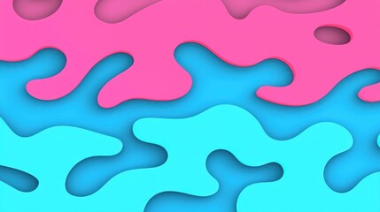 Abstract design with vibrant pink and turquoise colors.
