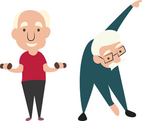 Senior Men Exercising Light Weights Fitness